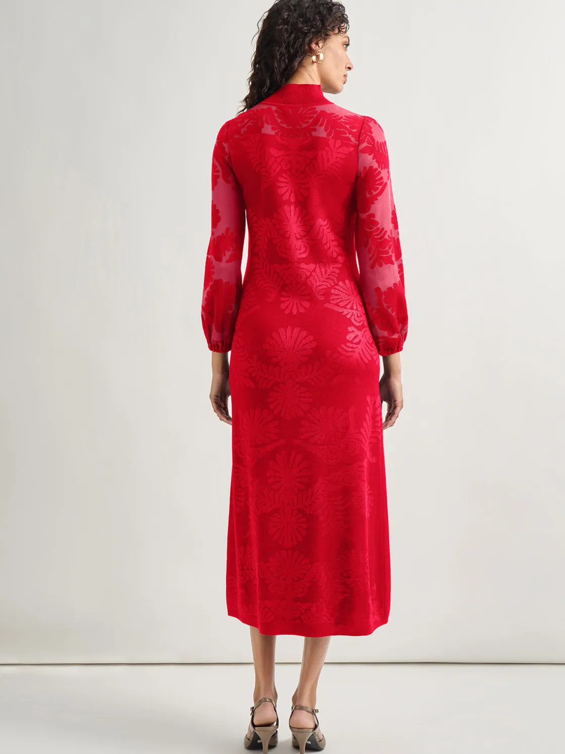 Misook Dresses|A-Line Jacquard Knit Maxi Dress