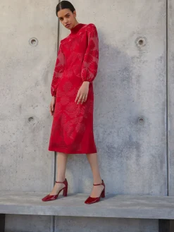 Misook Dresses|A-Line Jacquard Knit Maxi Dress