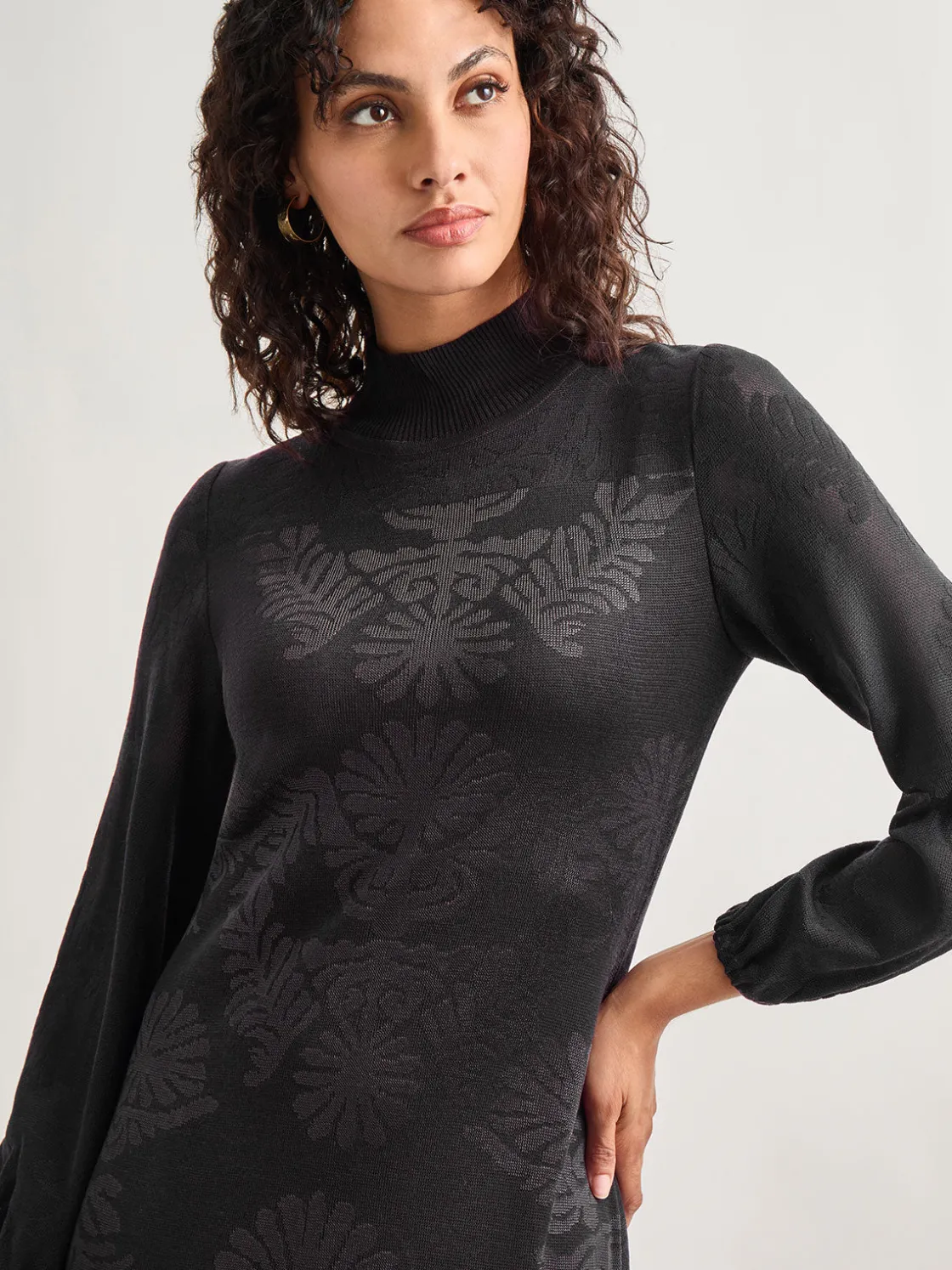 Misook Dresses|A-Line Jacquard Knit Maxi Dress