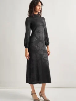 Misook Dresses|A-Line Jacquard Knit Maxi Dress