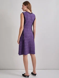 Misook Dresses|A-Line Princess Seam Fringe Trim Knit Dress