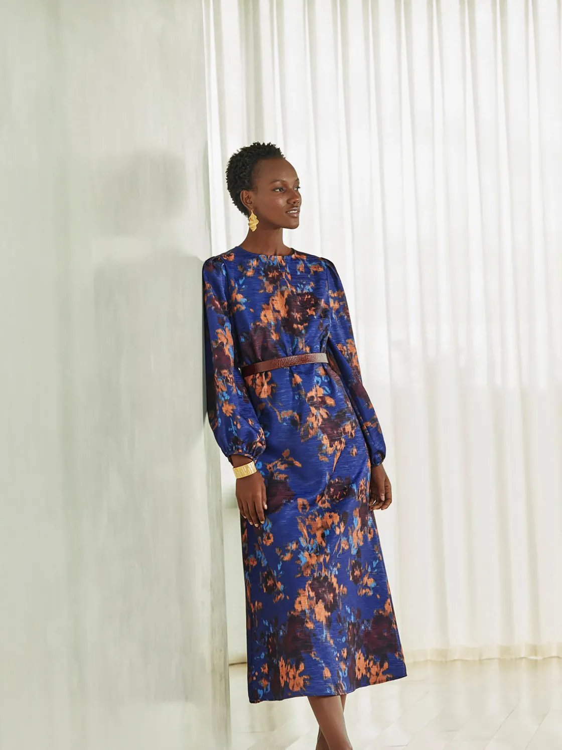 Misook Dresses|A-Line Printed Woven Maxi Dress