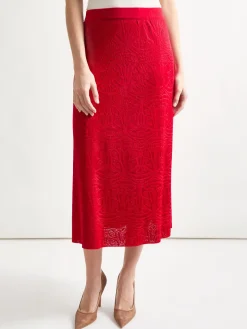 Misook Skirts|A-Line Tonal Patterned Knit Midi Skirt