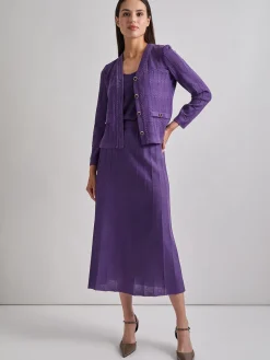 Misook Skirts|A-Line Tonal Spaced Rib Knit Maxi Skirt