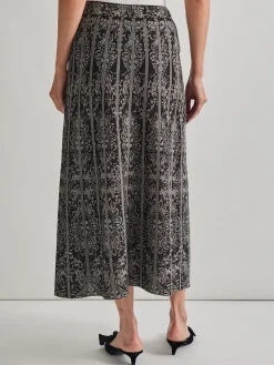 Misook Skirts|A-Line Two-Tone Jacquard Knit Maxi Skirt