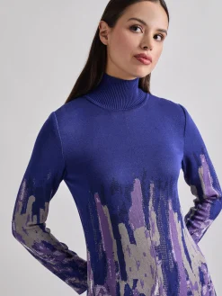 Misook Dresses|A-Line Watercolor Soft Knit Maxi Dress