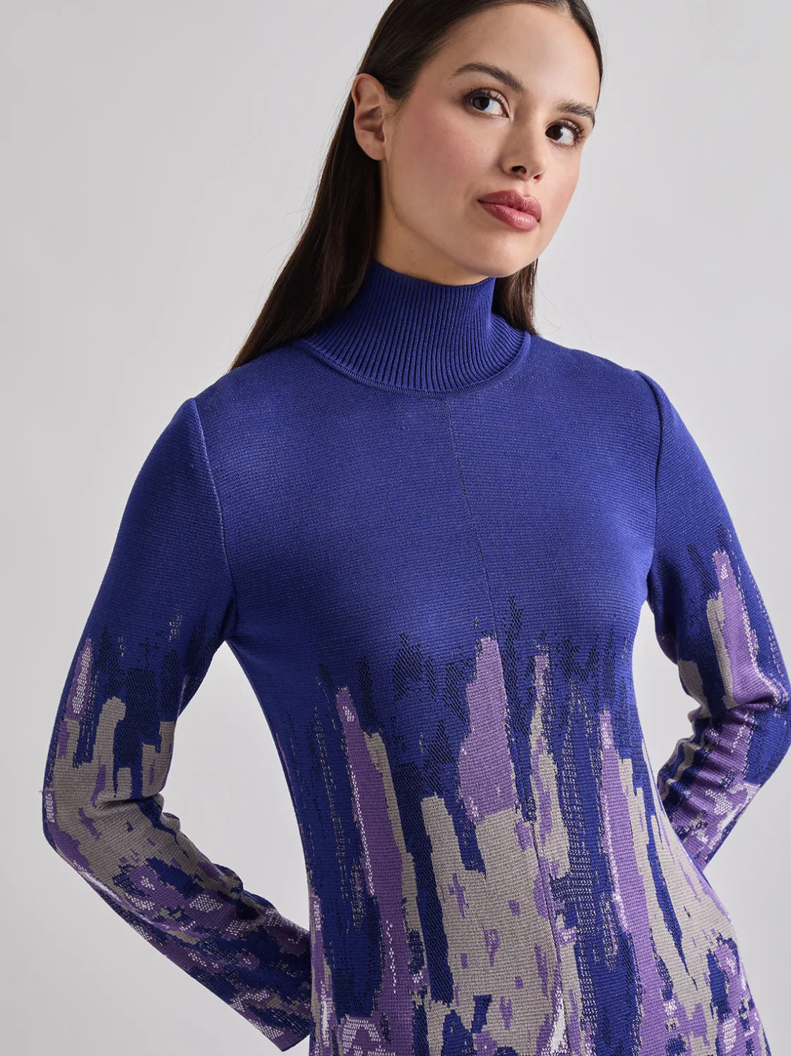 Misook Dresses|A-Line Watercolor Soft Knit Maxi Dress