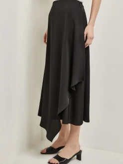Misook Skirts|Asymmetrical Charmeuse Maxi Skirt