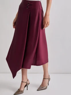 Misook Skirts|Asymmetrical Crepe de Chine Maxi Skirt