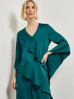 Misook Blouses & Shirts|Tops & Tees|Asymmetrical Ruffle Blouse - Crepe De Chine