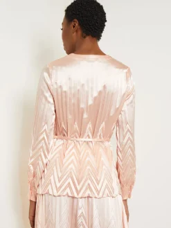 Misook Blouses & Shirts|Tops & Tees|Belted Blouse - Chevron Textured Crepe de Chine