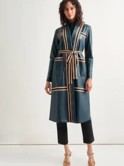 Misook Jackets & Coats|Belted Long Vegan Leather Jacket