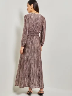 Misook Dresses|Bishop Sleeve Jacquard Knit Maxi Dress