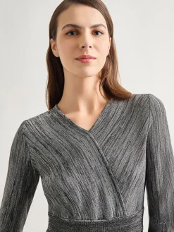 Misook Dresses|Bishop Sleeve Jacquard Knit Maxi Dress