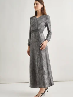 Misook Dresses|Bishop Sleeve Jacquard Knit Maxi Dress