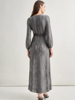 Misook Dresses|Bishop Sleeve Jacquard Knit Maxi Dress