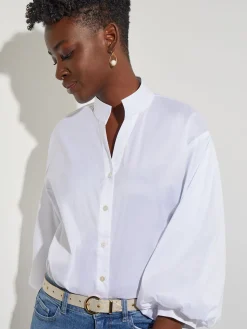 Misook Blouses & Shirts|Tops & Tees|Bishop Sleeve Stretch Cotton Blouse