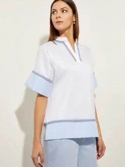 Misook Blouses & Shirts|Tops & Tees|Blouse White Cotton - Split Neck Blouse |