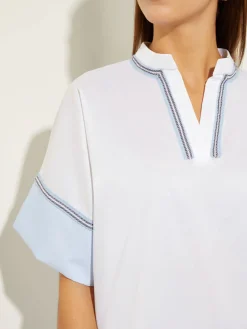 Misook Blouses & Shirts|Tops & Tees|Blouse White Cotton - Split Neck Blouse |