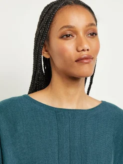 Misook Tops & Tees|Boat Neck Textural Stripe Cashmere Tunic