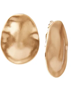 Misook Accessories|Earrings|Brushed Satin 18K Gold Oval Clip Earrings