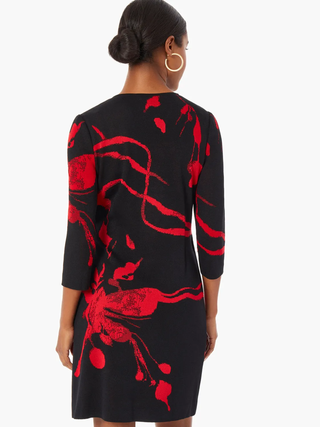 Misook Dresses|Brushstroke Pattern Knit Faux Wrap Dress