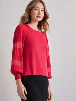 Misook Tops & Tees|Burnout Accent Bishop Sleeve Soft Knit Tunic