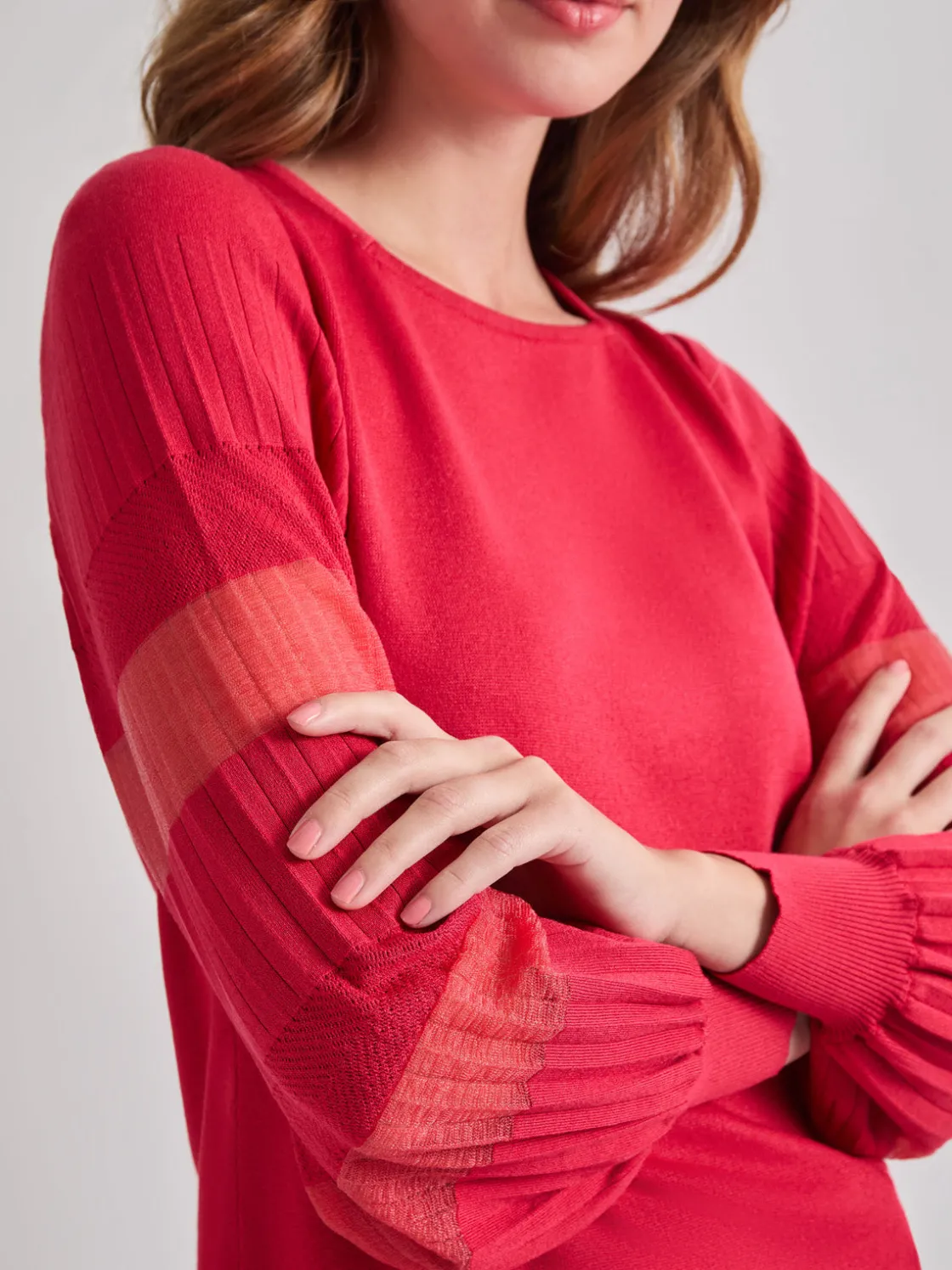 Misook Tops & Tees|Burnout Accent Bishop Sleeve Soft Knit Tunic