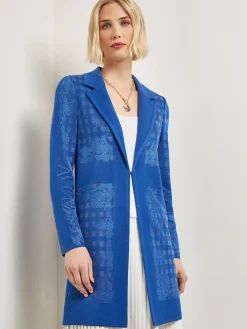 Misook Jackets & Coats|Burnout Floral Pattern Knit Jacket