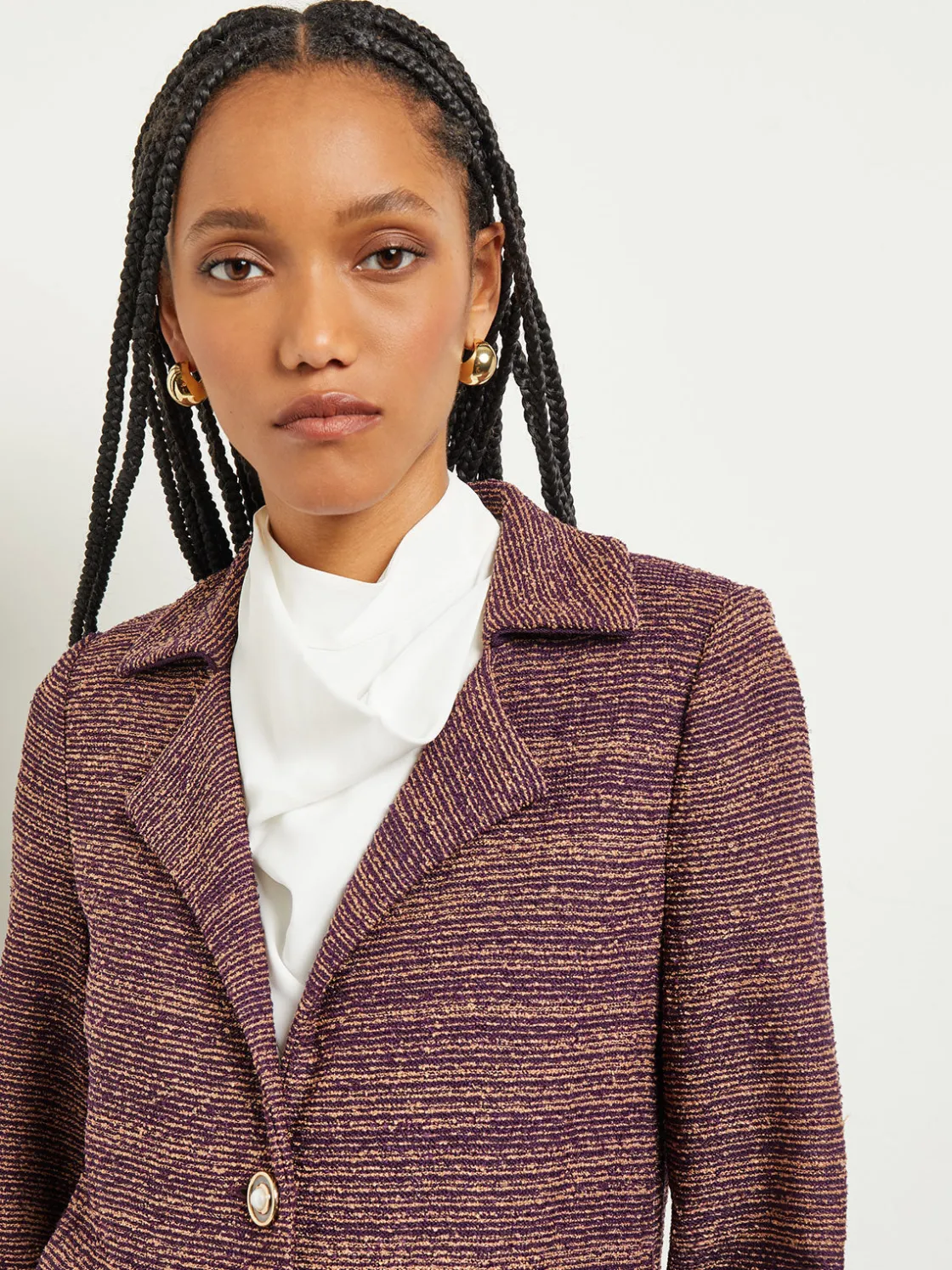Misook Jackets & Coats|Button Front Duster - Belted Tweed Knit