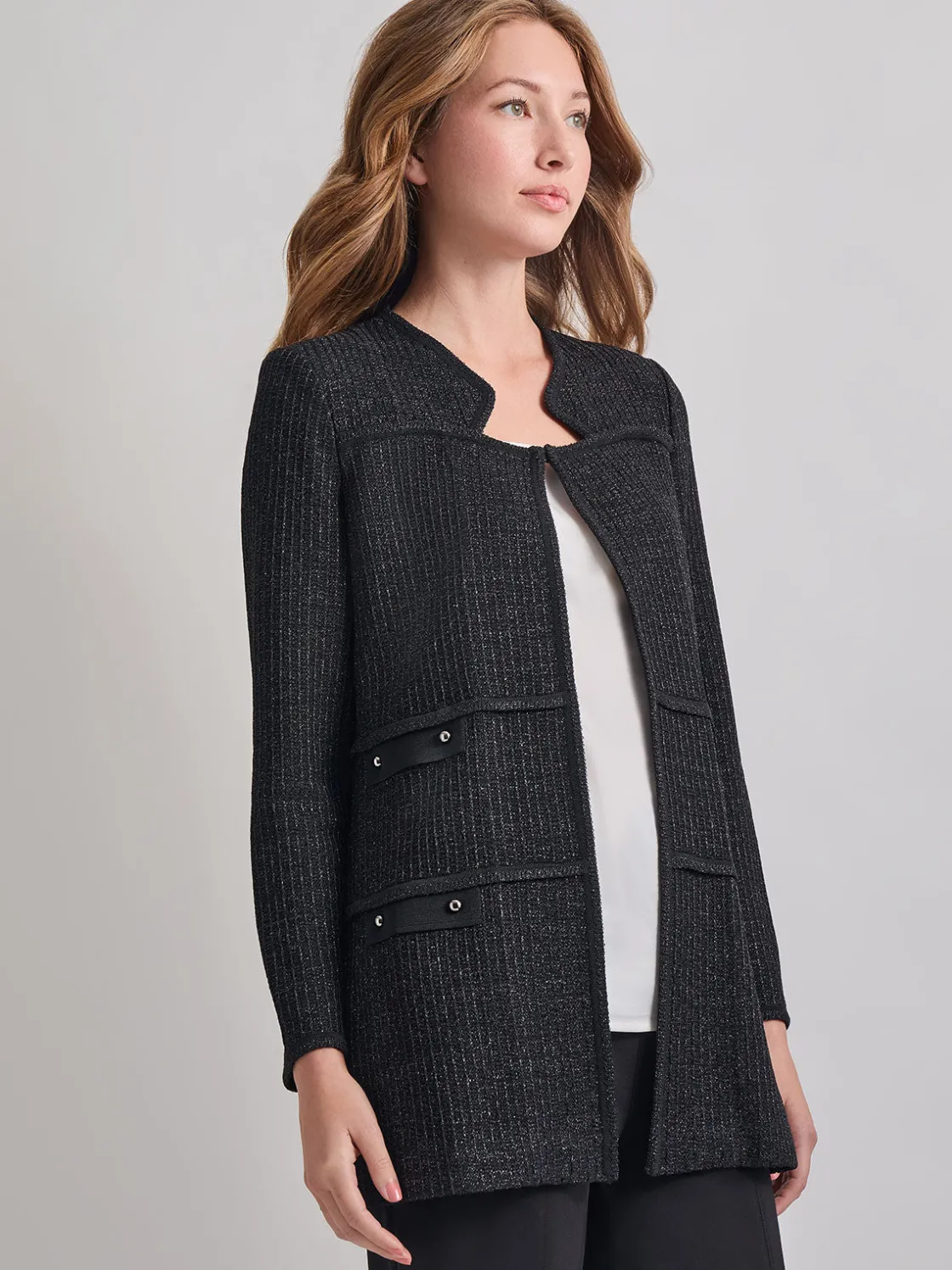 Misook Jackets & Coats|Cable Trim Jacket