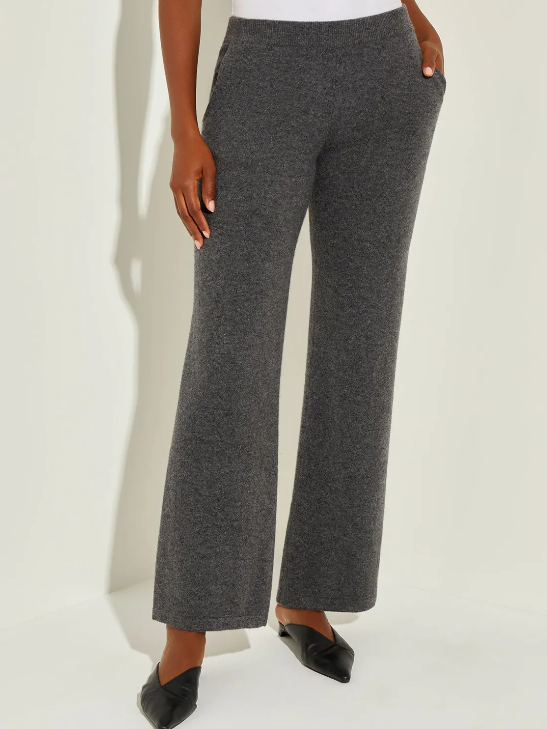 Misook Pants & Shorts|Cashmere Pants - Grey Wide Leg Pants |