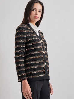 Misook Jackets & Coats|Chain Trim Lurex Knit Jacket