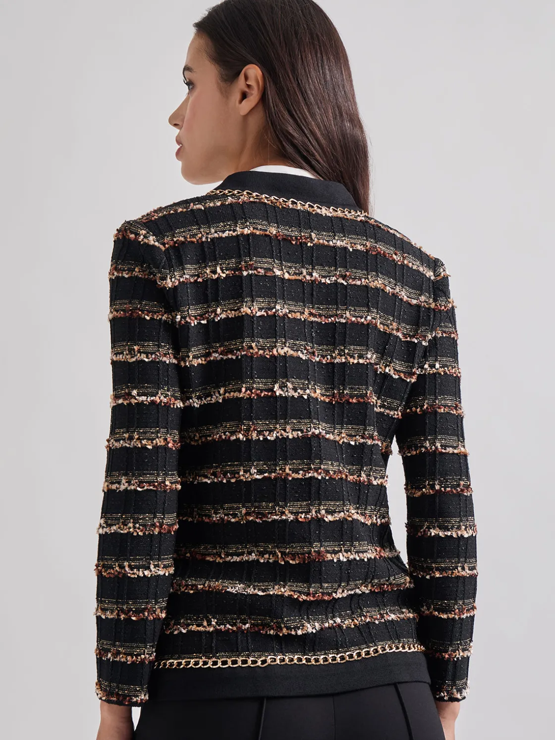 Misook Jackets & Coats|Chain Trim Lurex Knit Jacket