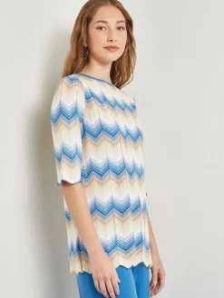 Misook Tops & Tees|Chevron Hem Tunic - Intarsia Soft Knit