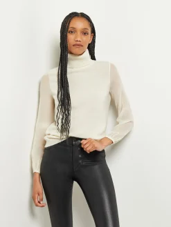 Misook Tops & Tees|Chiffon Sleeve Cashmere Turtleneck