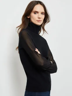 Misook Tops & Tees|Chiffon Sleeve Cashmere Turtleneck