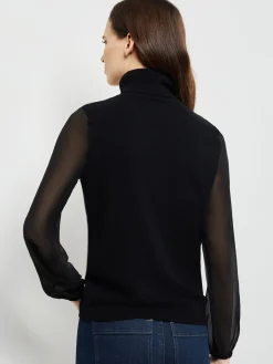 Misook Tops & Tees|Chiffon Sleeve Cashmere Turtleneck