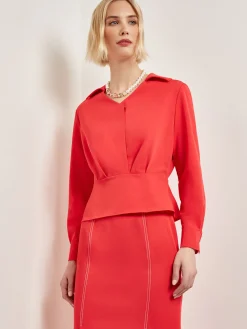 Misook Blouses & Shirts|Tops & Tees|Collared Surplice Neck Blouse - Peplum Woven