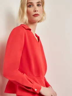 Misook Blouses & Shirts|Tops & Tees|Collared Surplice Neck Blouse - Peplum Woven