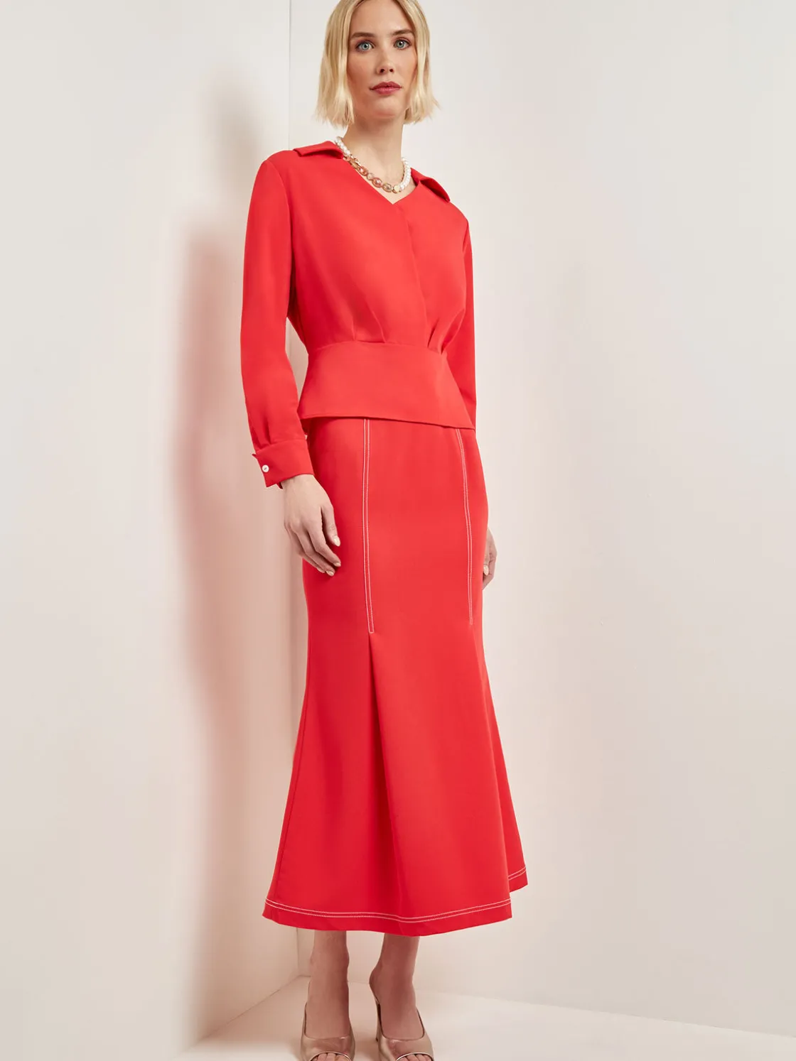 Misook Blouses & Shirts|Tops & Tees|Collared Surplice Neck Blouse - Peplum Woven