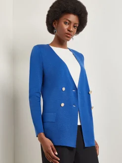 Misook Jackets & Coats|Double Breasted Open Neck Knit Jacket