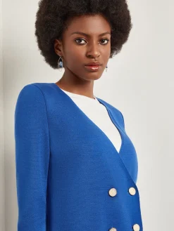 Misook Jackets & Coats|Double Breasted Open Neck Knit Jacket