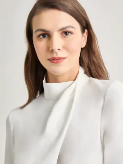 Misook Blouses & Shirts|Tops & Tees|Draped Crepe de Chine Mock Neck Blouse