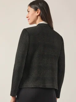 Misook Jackets & Coats|Embellished Lurex Open Neck Jacket