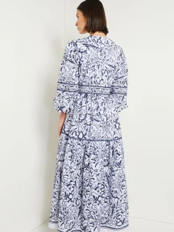 Misook Dresses|Embroidered Floral Cotton Maxi Dress