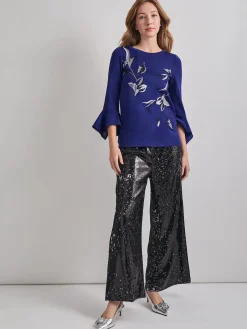 Misook Tops & Tees|Embroidered Floral Knit Blouse