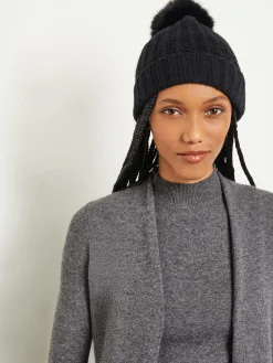 Misook Accessories|Faux Fur Pom Pom Cashmere Hat