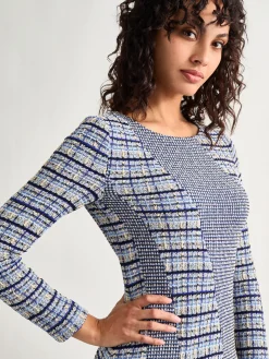 Misook Dresses|Fit-and-Flare Multi-Stitch Tweed Maxi Dress