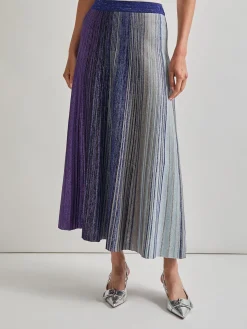 Misook Skirts|Flared Shimmer Lurex Knit Maxi Skirt